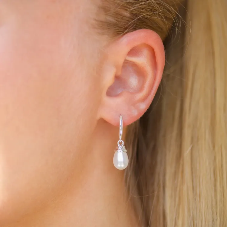 7,5-8 mm parel oorbellen in zilver