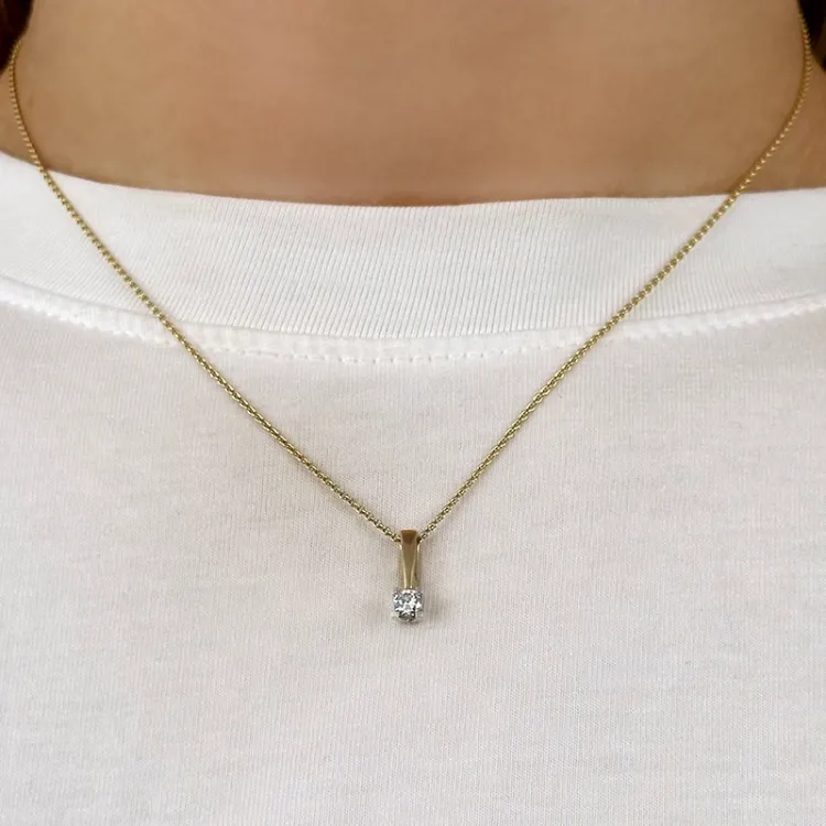 diamant solitaire hanger in 14 caraat goud-en witgoud 0,20 ct