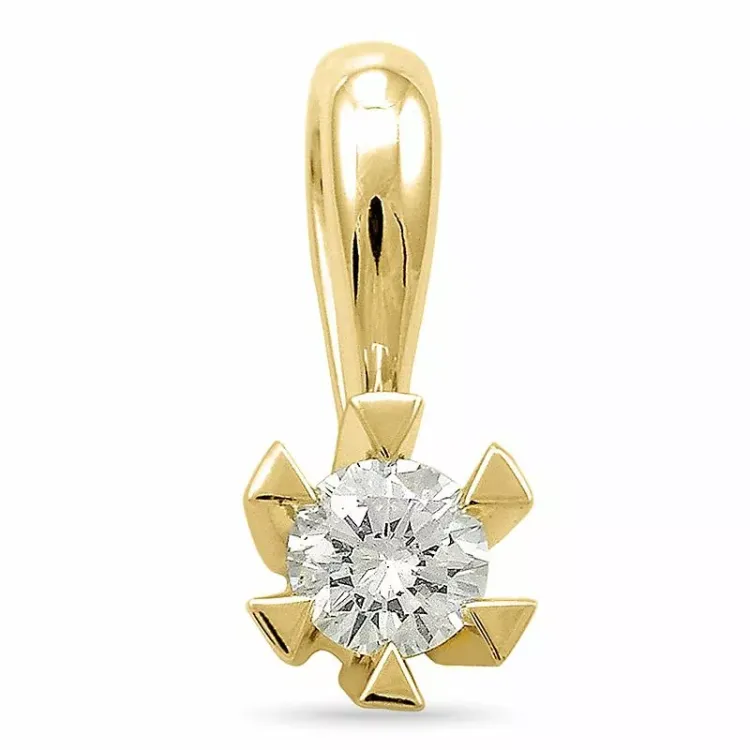 diamant solitaire hanger in 14 caraat goud 0,20 ct