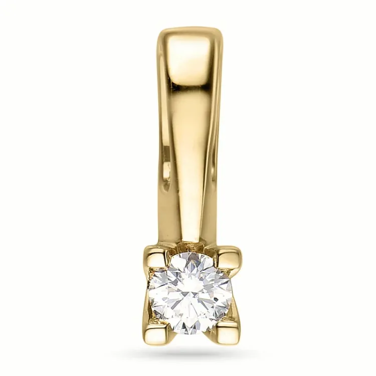 campagne - diamant hanger in 14 caraat goud 0,10 ct