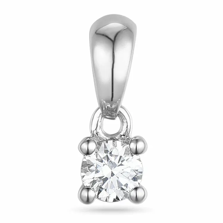 0,10 ct diamant solitaire hanger in 14 caraat witgoud 0,10 ct