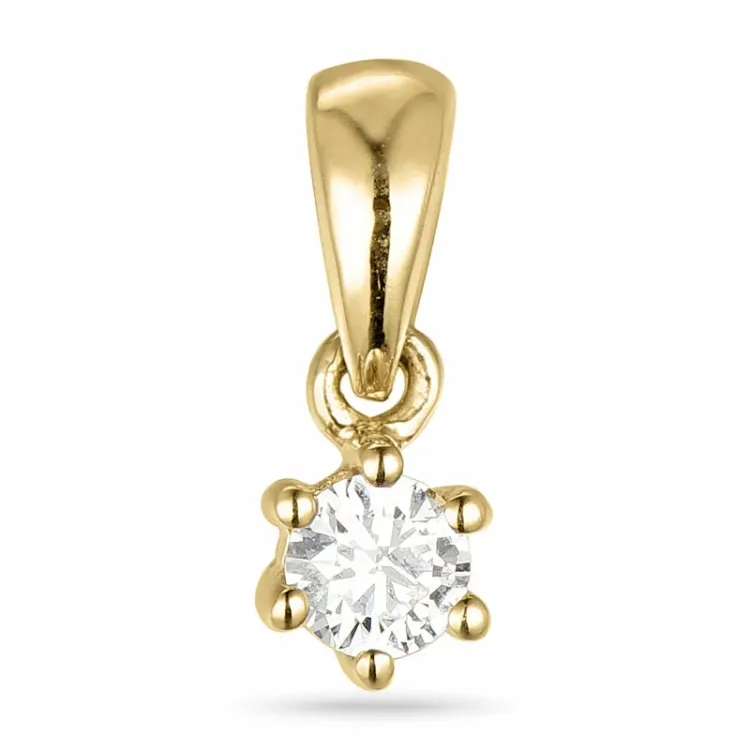 campagne - diamant hanger in 14 caraat goud 0,10 ct