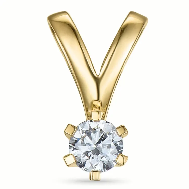 campagne - diamant hanger in 14 caraat goud 0,20 ct