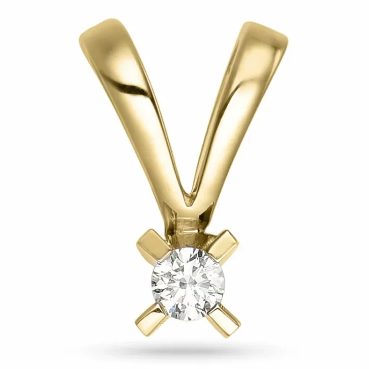 campagne - diamant hanger in 14 caraat goud 0,05 ct