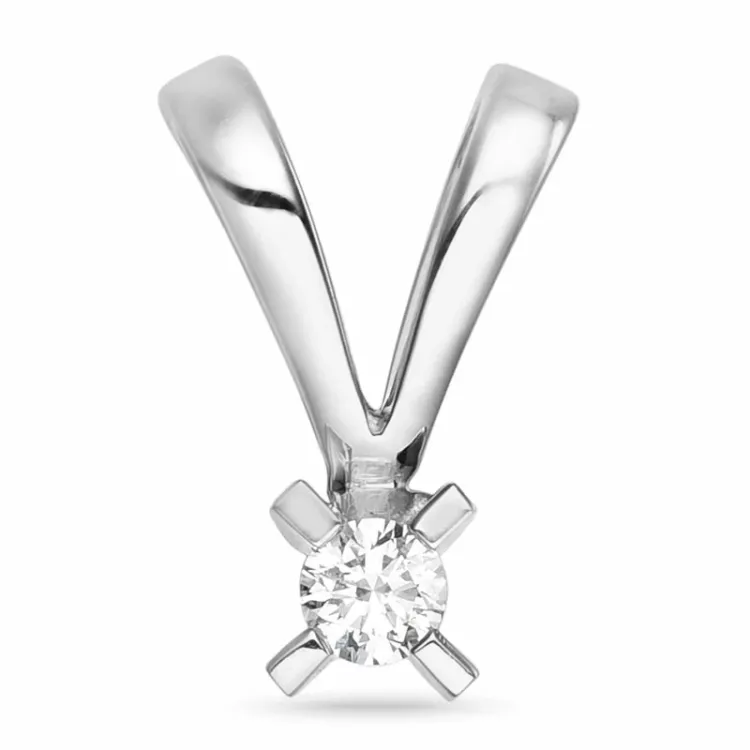 campagne - diamant hanger in 14 caraat witgoud 0,05 ct