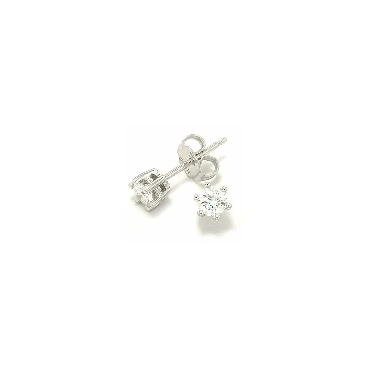 2 x 0,20 ct solitaire oorbel in 14 karaat witgoud met diamant