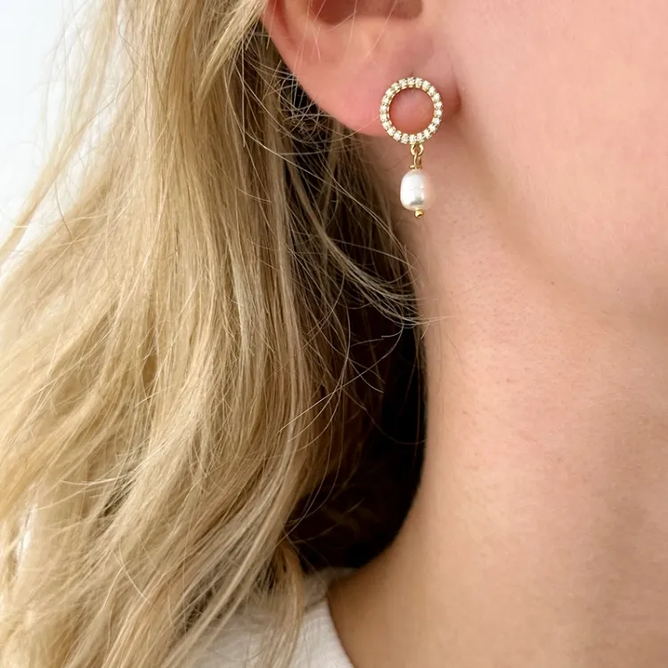 parel oorbellen in verguld sterlingzilver