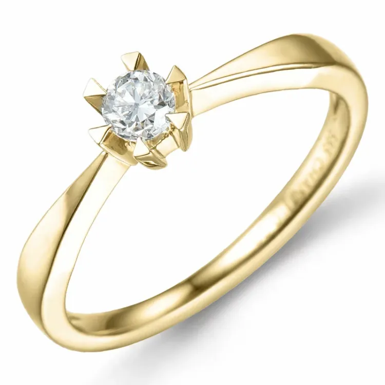 0,20 ct solitaire ring in 14 karaat goud 0,20 ct