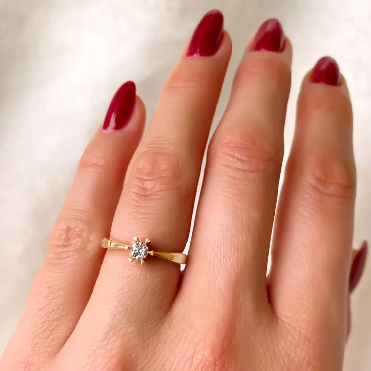 0,20 ct solitaire ring in 14 karaat goud 0,20 ct