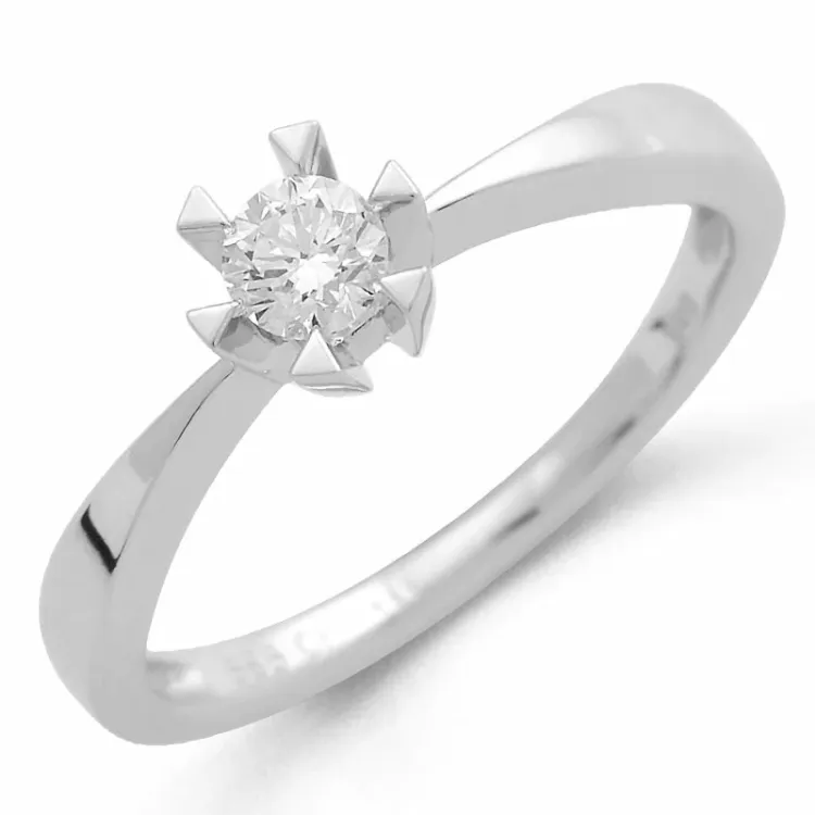 0,20 ct solitaire ring in 14 karaat witgoud 0,20 ct