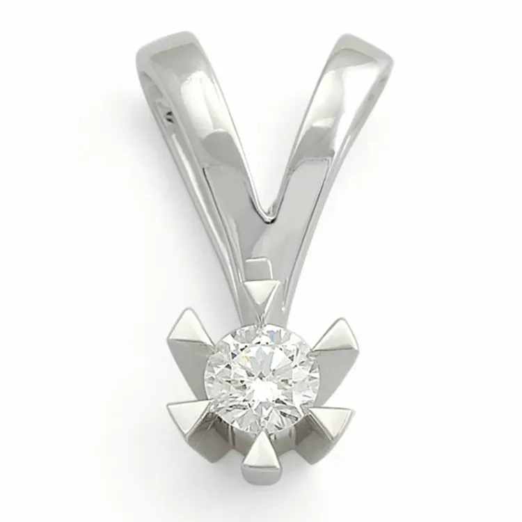 campagne - diamant hanger in 14 caraat witgoud 0,10 ct