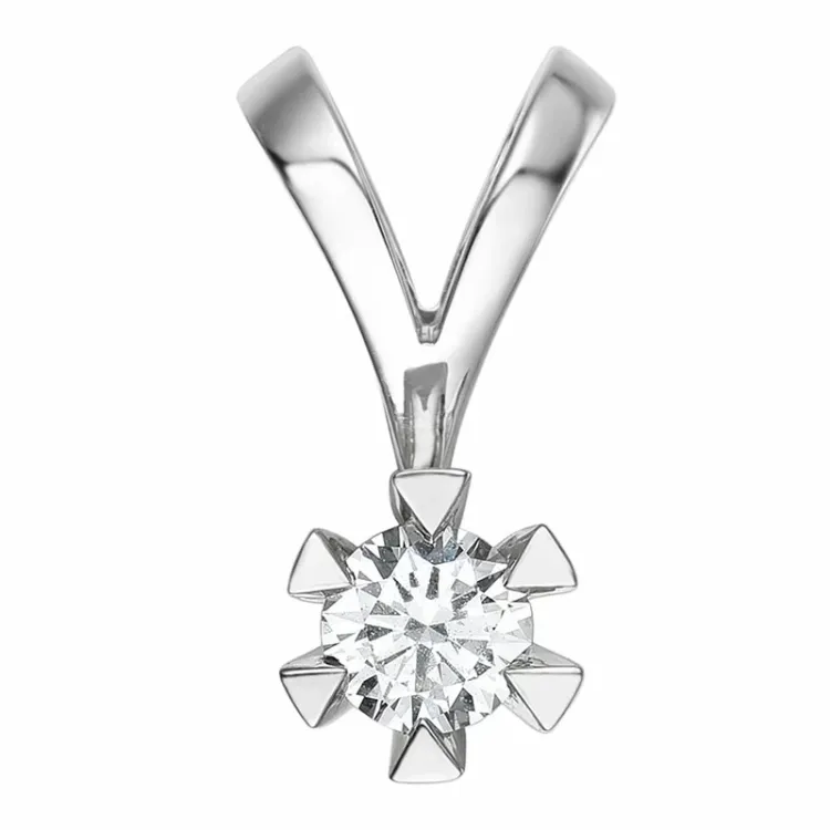 0,40 ct lab grown diamant solitaire hanger in 14 caraat witgoud 0,40 ct