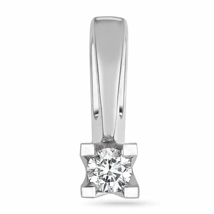 diamant solitaire hanger in 14 caraat witgoud 0,10 ct