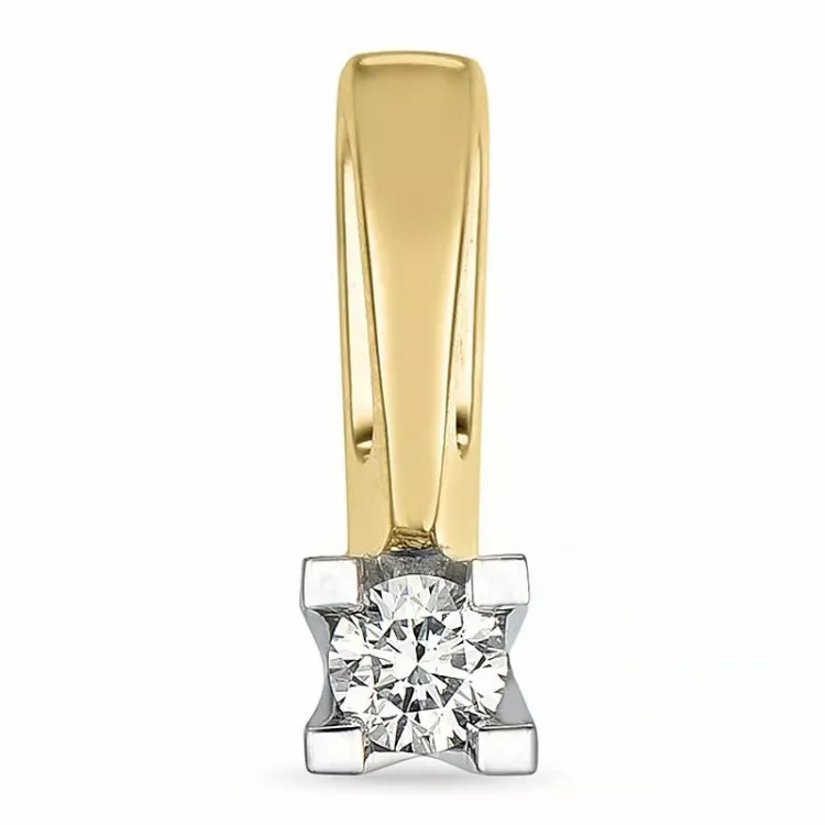 diamant solitaire hanger in 14 caraat goud-en witgoud 0,10 ct