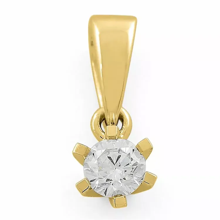 diamant solitaire hanger in 14 caraat goud 0,10 ct