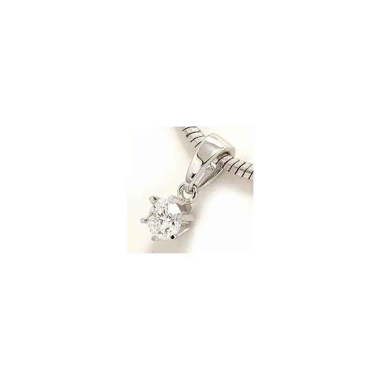 diamant hanger in 14 caraat witgoud 0,20 ct