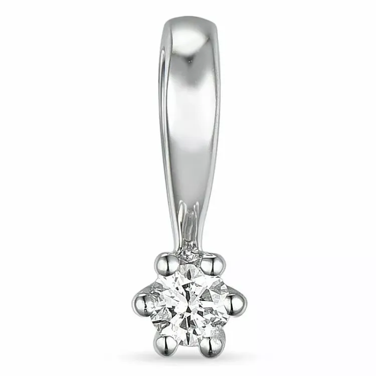 diamant solitaire hanger in 14 caraat witgoud 0,05 ct
