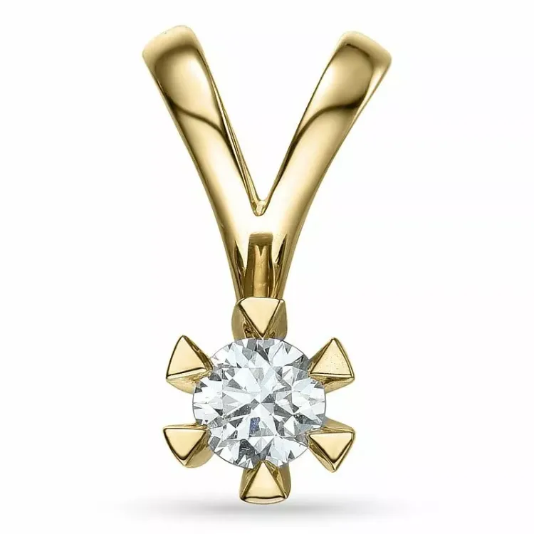 0,30 ct lab grown diamant solitaire hanger in 14 caraat goud 0,30 ct