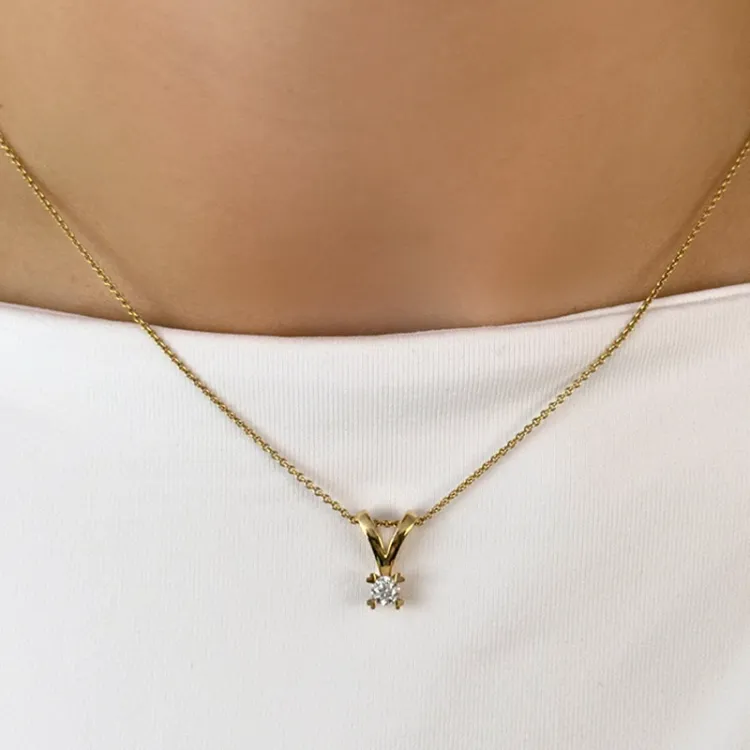 diamant solitaire hanger in 14 caraat goud 0,20 ct