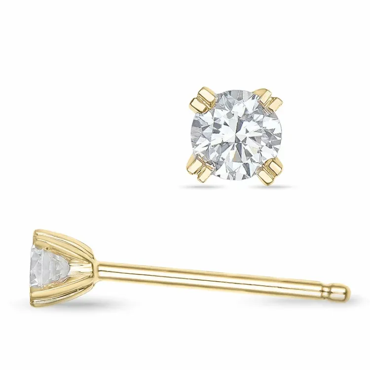 2 x 0,10 ct campagne - diamant oorsteker in 14 karaat goud met diamant