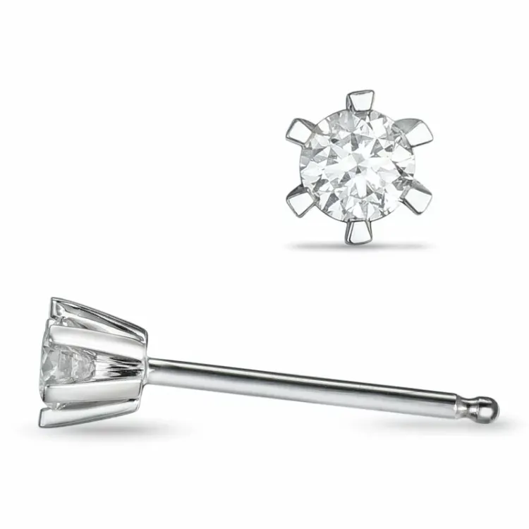 2 x 0,10 ct campagne - diamant oorsteker in 14 karaat witgoud met diamant