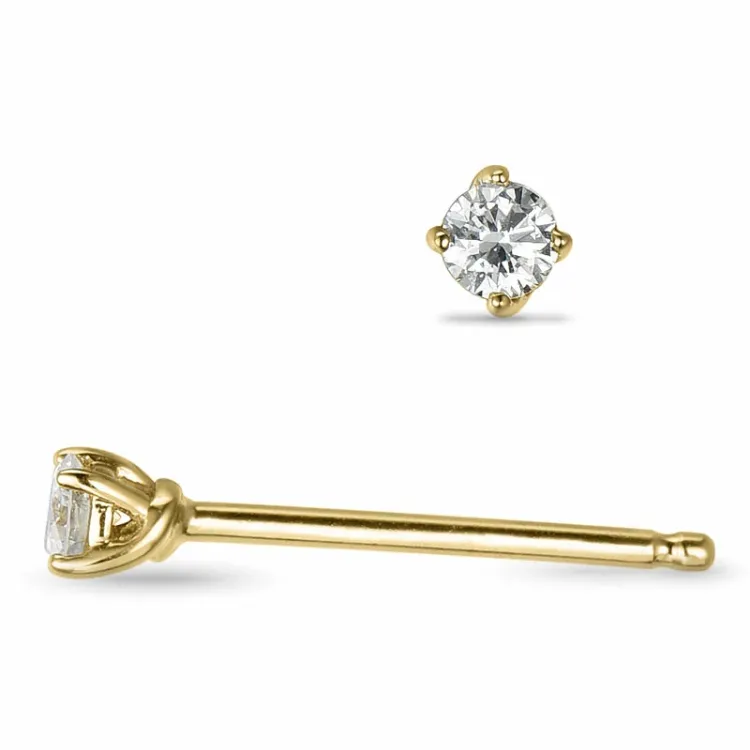 2 x 0,05 ct campagne - diamant oorsteker in 14 karaat goud met diamant 