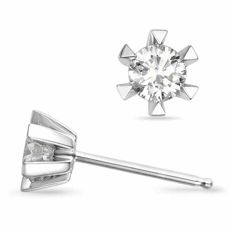 2 x 0,30 ct lab grown diamant solitaire oorbel in 14 karaat witgoud met lab grown diamant 