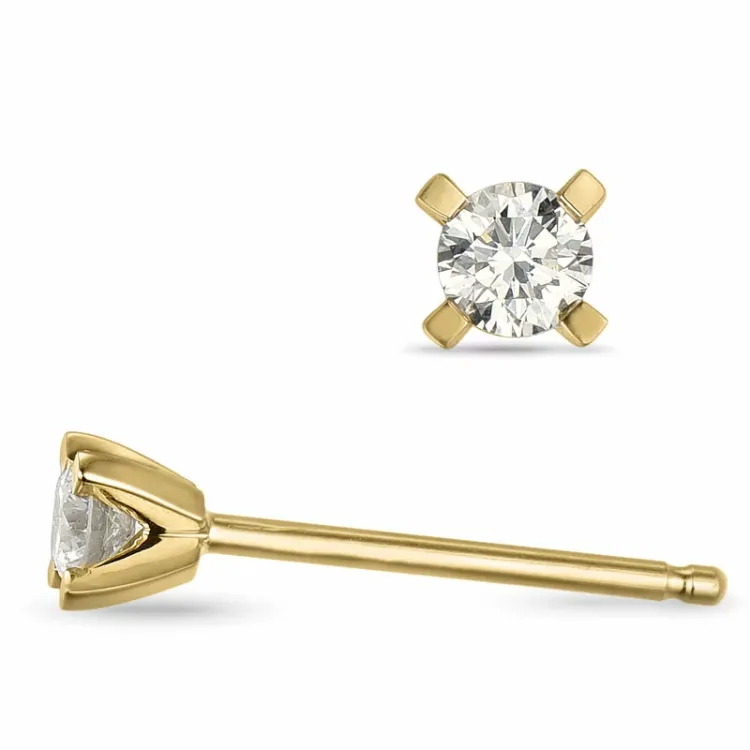 2 x 0,10 ct campagne - diamant oorsteker in 14 karaat goud met diamant