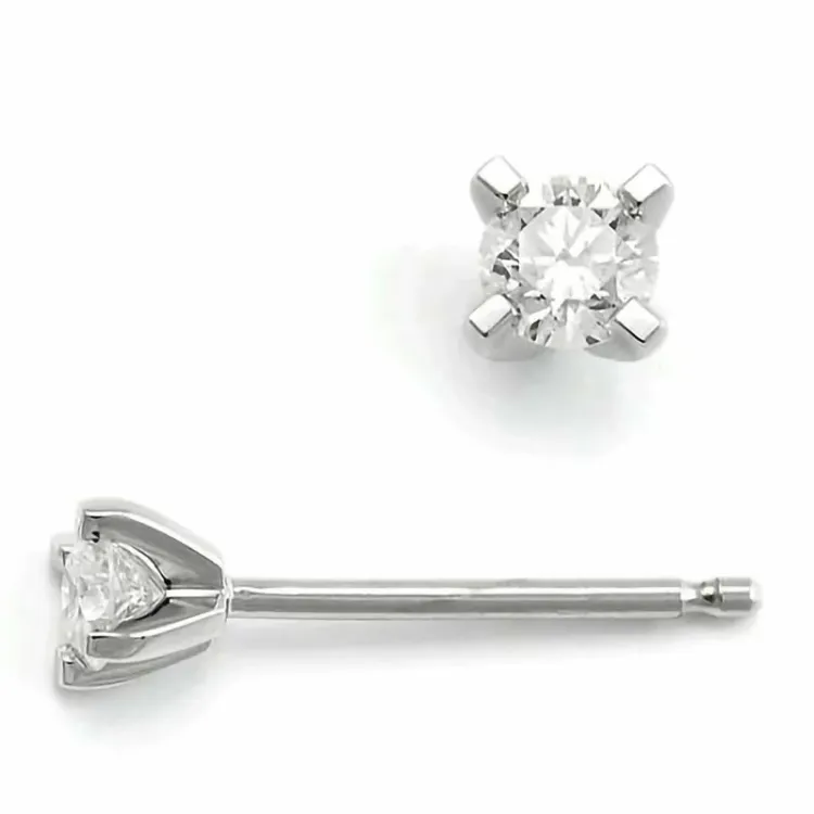 2 x 0,10 ct campagne - diamant oorsteker in 14 karaat witgoud met diamant