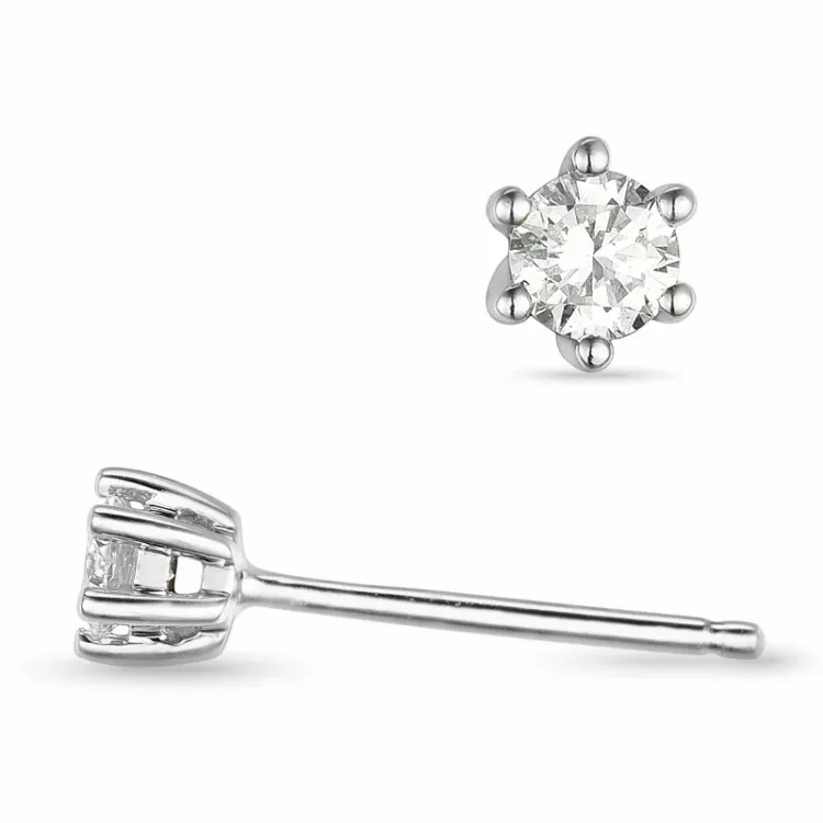 2 x 0,10 ct campagne - diamant oorsteker in 14 karaat witgoud met diamant