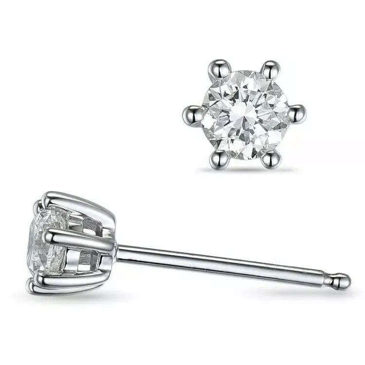 2 x 0,20 ct solitaire oorbel in 14 karaat witgoud met diamant