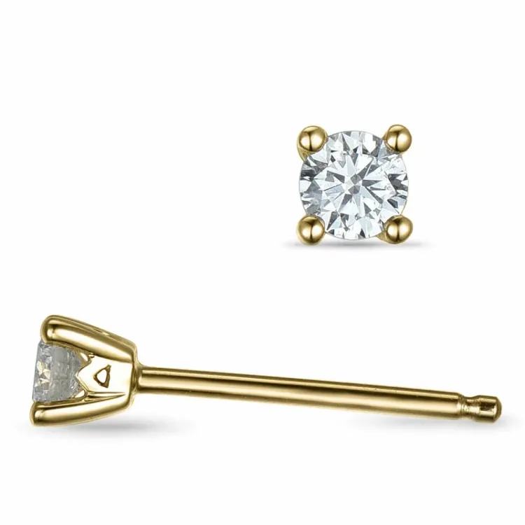 2 x 0,10 ct campagne - diamant oorsteker in 14 karaat goud met diamant