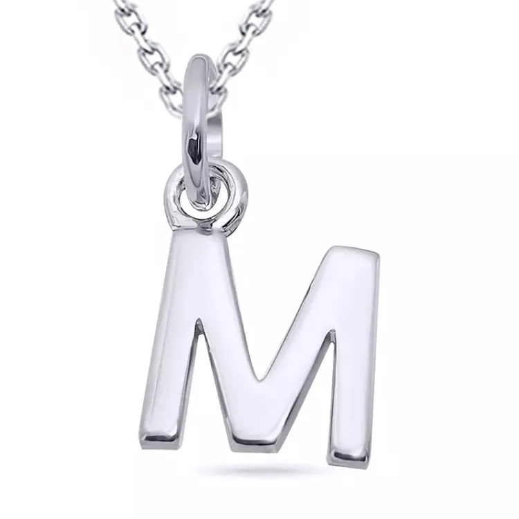letter m ketting in zilver met hanger in zilver - My Letter