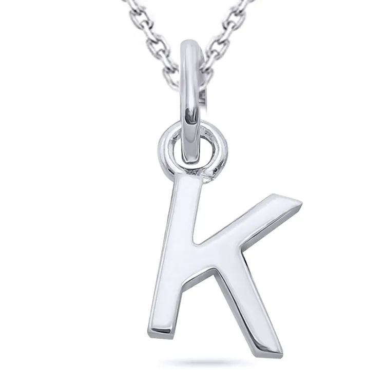 letter k ketting in zilver met hanger in zilver - My Letter