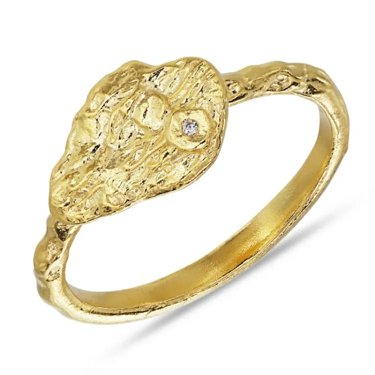 zirkoon ring in verguld sterlingzilver - Lumé Etched