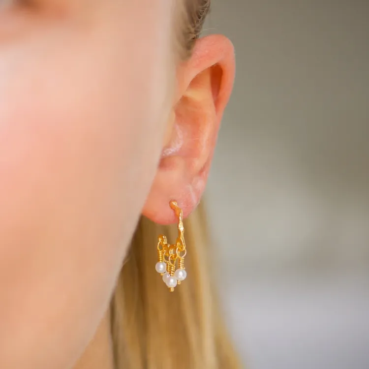 parel halfcreool in verguld sterlingzilver - Lumé Etched