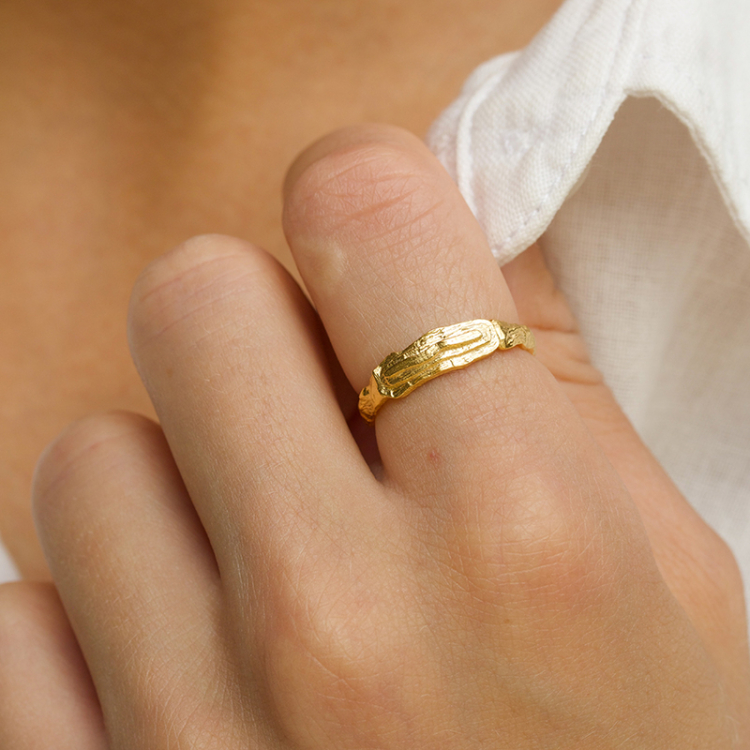 ring in verguld sterlingzilver - Lumé Etched