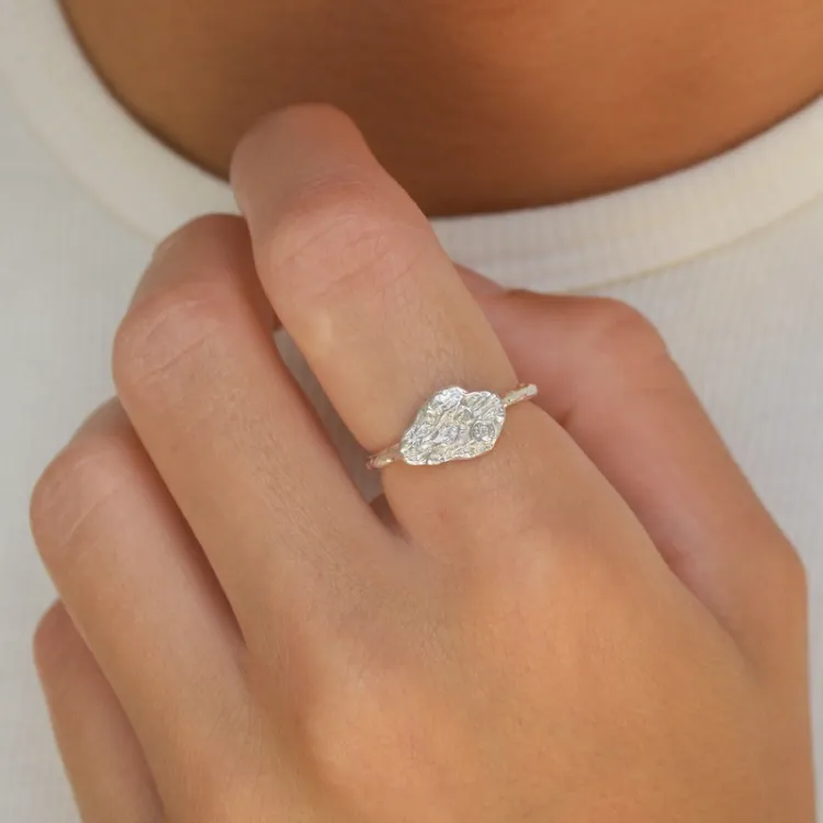 zirkoon ring in zilver - Lumé Etched