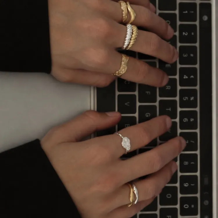 zirkoon ring in zilver - Lumé Etched