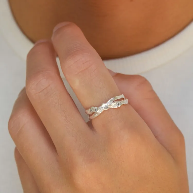zirkoon ring in zilver - Lumé Etched