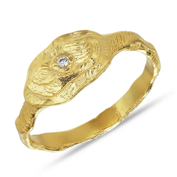 breed zirkoon ring in verguld sterlingzilver - Lumé Etched