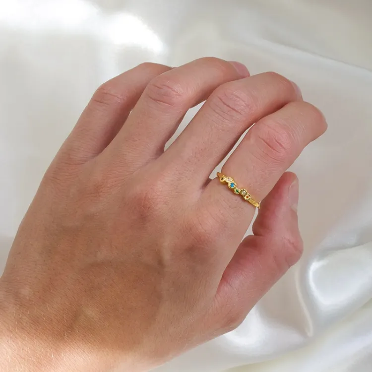 veelkleurig zirkoon ring in verguld sterlingzilver - Bubbly Twist