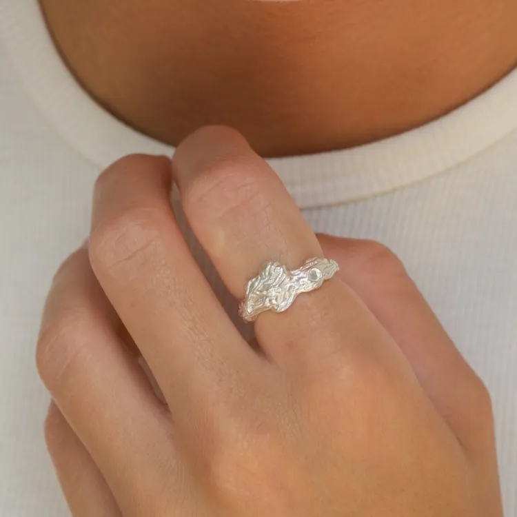 breed ring in zilver - Lumé Etched