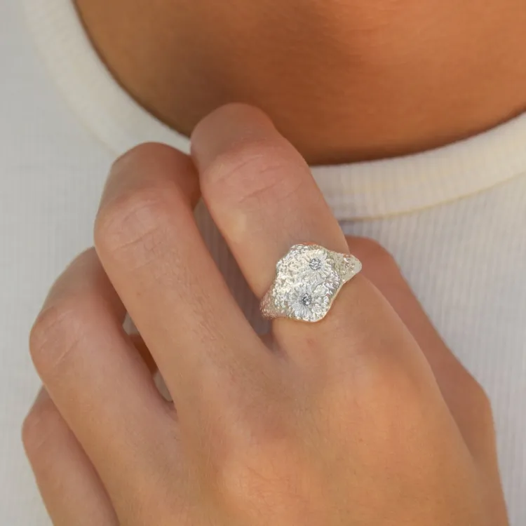 zirkoon ring in zilver - Lumé Etched