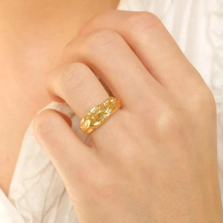 ring in verguld sterlingzilver - Lumé Etched