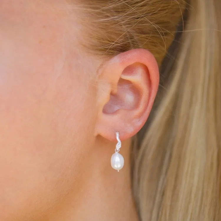 parel oorbellen in zilver - Lumé Etched