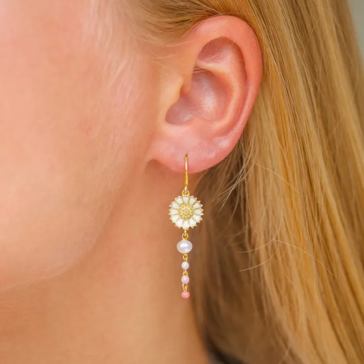 margriet pink oorbellen in verguld zilver