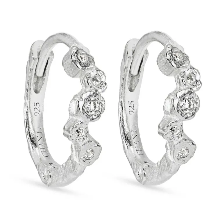 12 mm witte zirkoon creool in zilver - Bubbly Sparkle