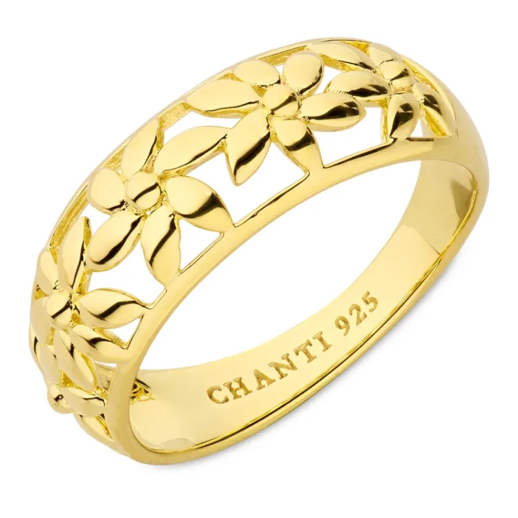 bloem ring in verguld sterlingzilver - Lumé Essence