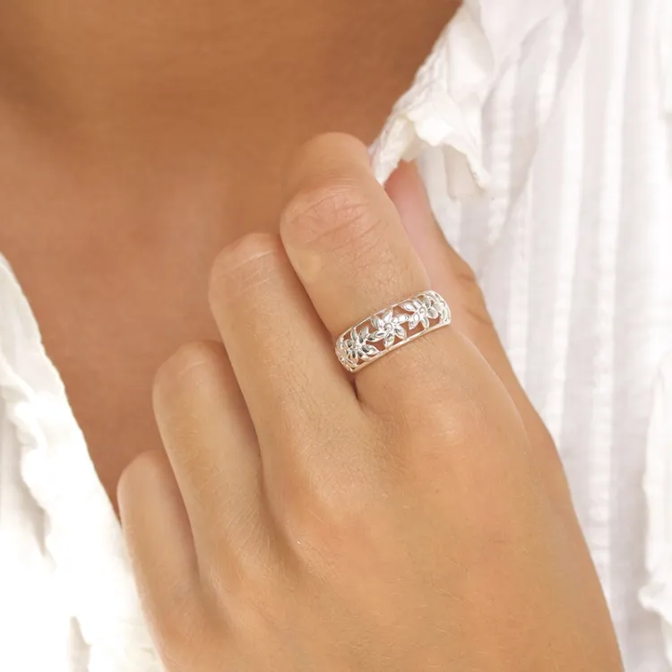 bloem ring in zilver - Lumé Essence